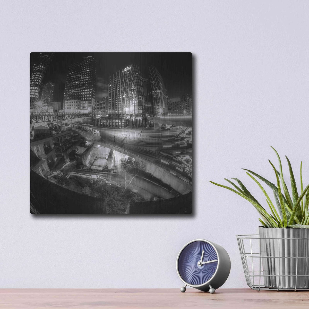 'Defense Bw' by Sebastien Lory – Metal Wall Art, 12x12 room view