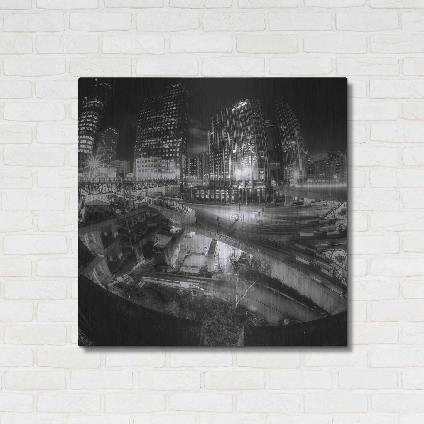 Luxe Metal Art 'Defense Bw' by Sebastien Lory, Metal Wall Art,36x36