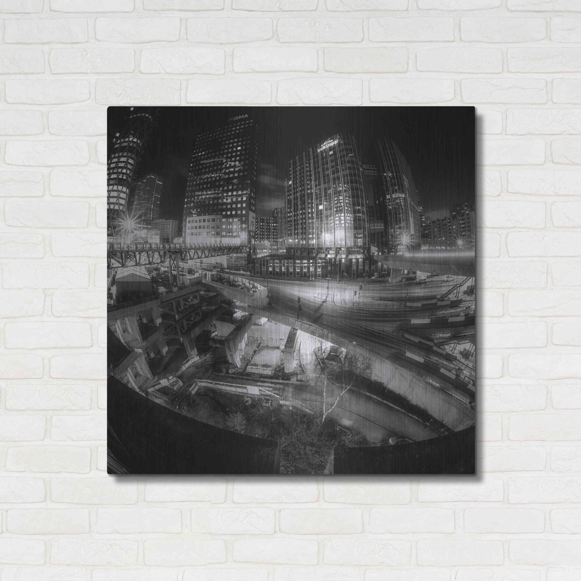 Luxe Metal Art 'Defense Bw' by Sebastien Lory, Metal Wall Art,36x36