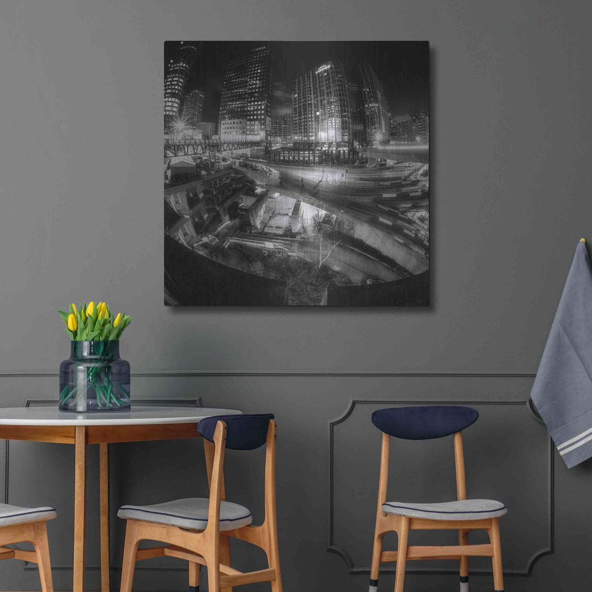 'Defense Bw' by Sebastien Lory – Metal Wall Art, 36x36 room view