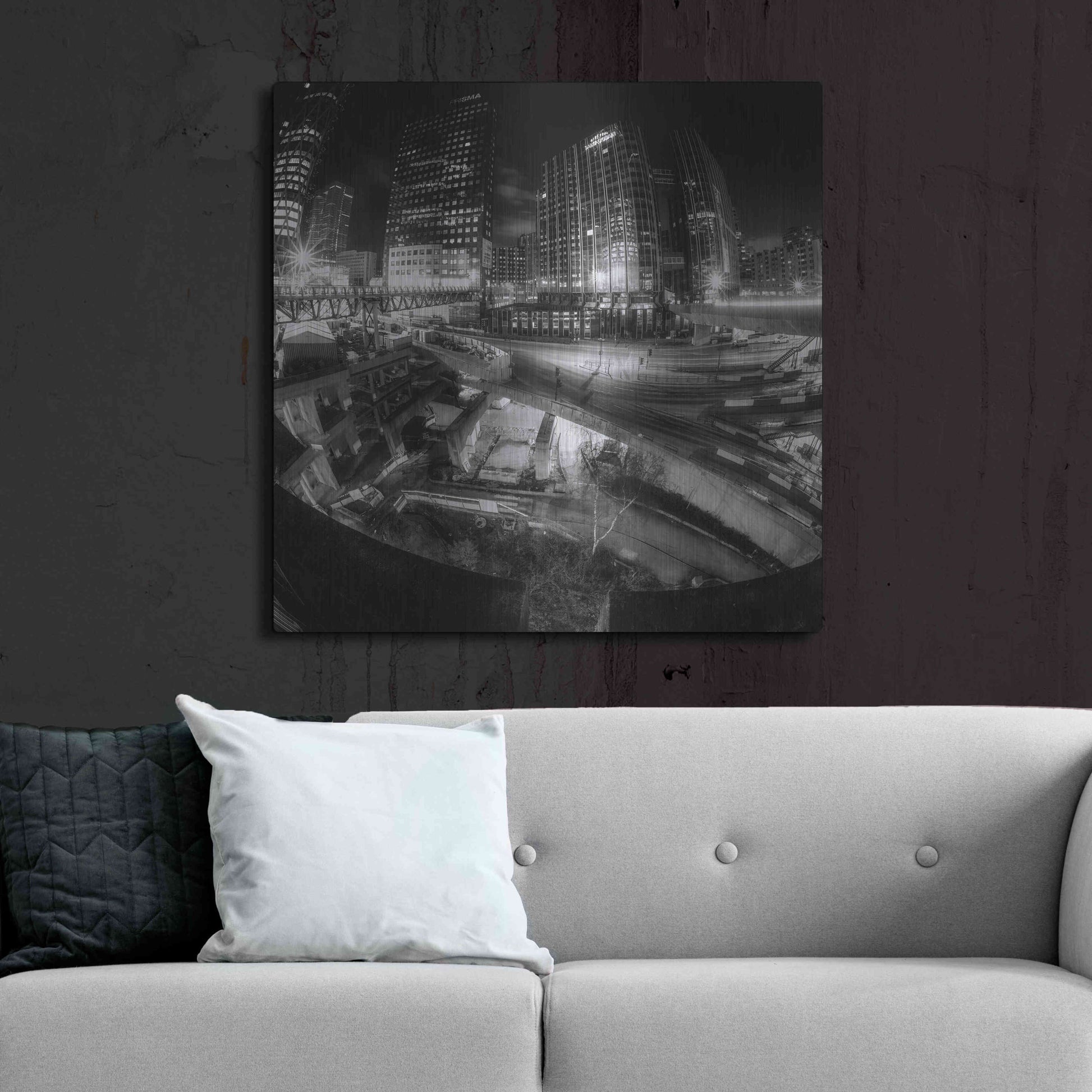 Luxe Metal Art 'Defense Bw' by Sebastien Lory, Metal Wall Art,36x36