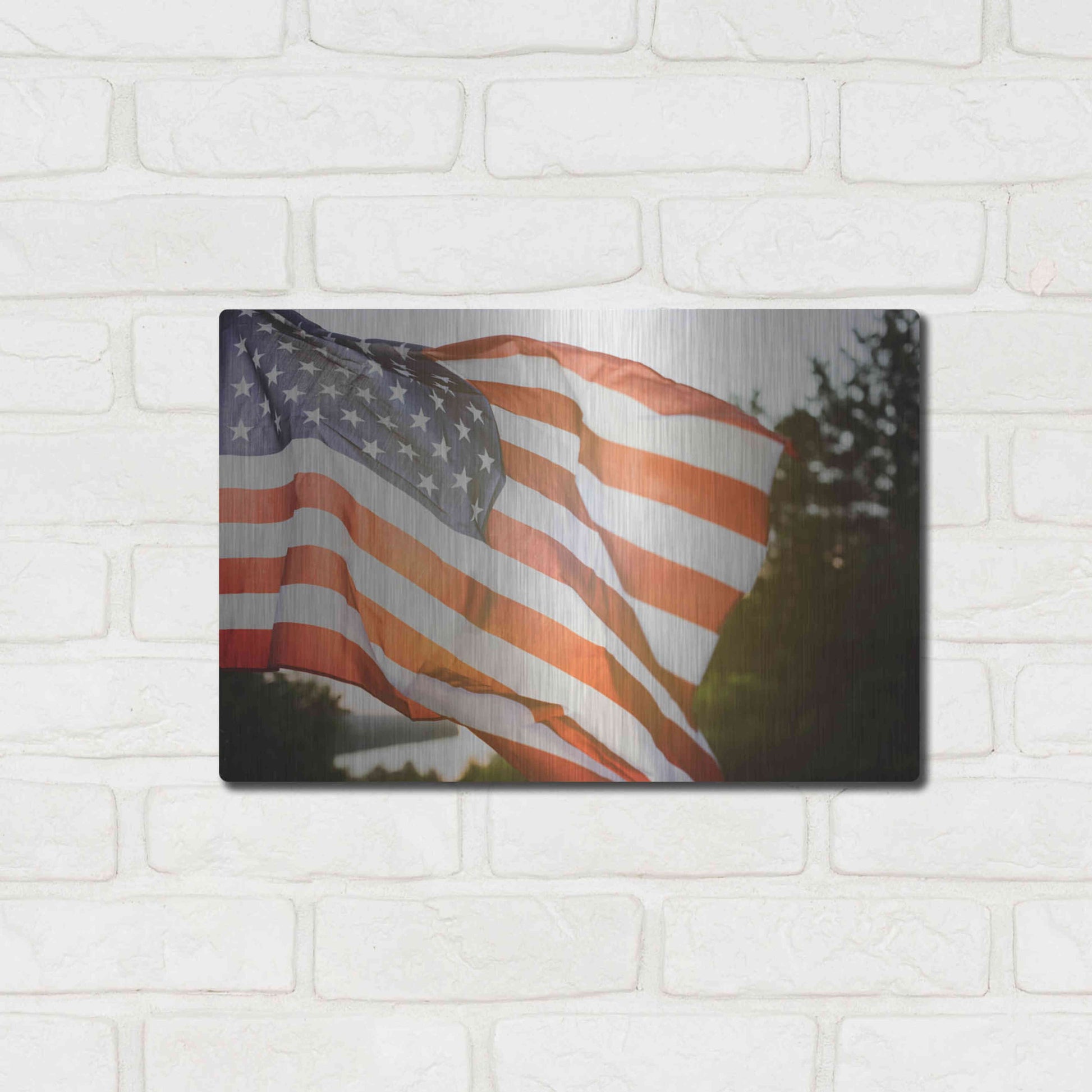 Luxe Metal Art 'God Bless America' by Epic Portfolio, Metal Wall Art,16x12