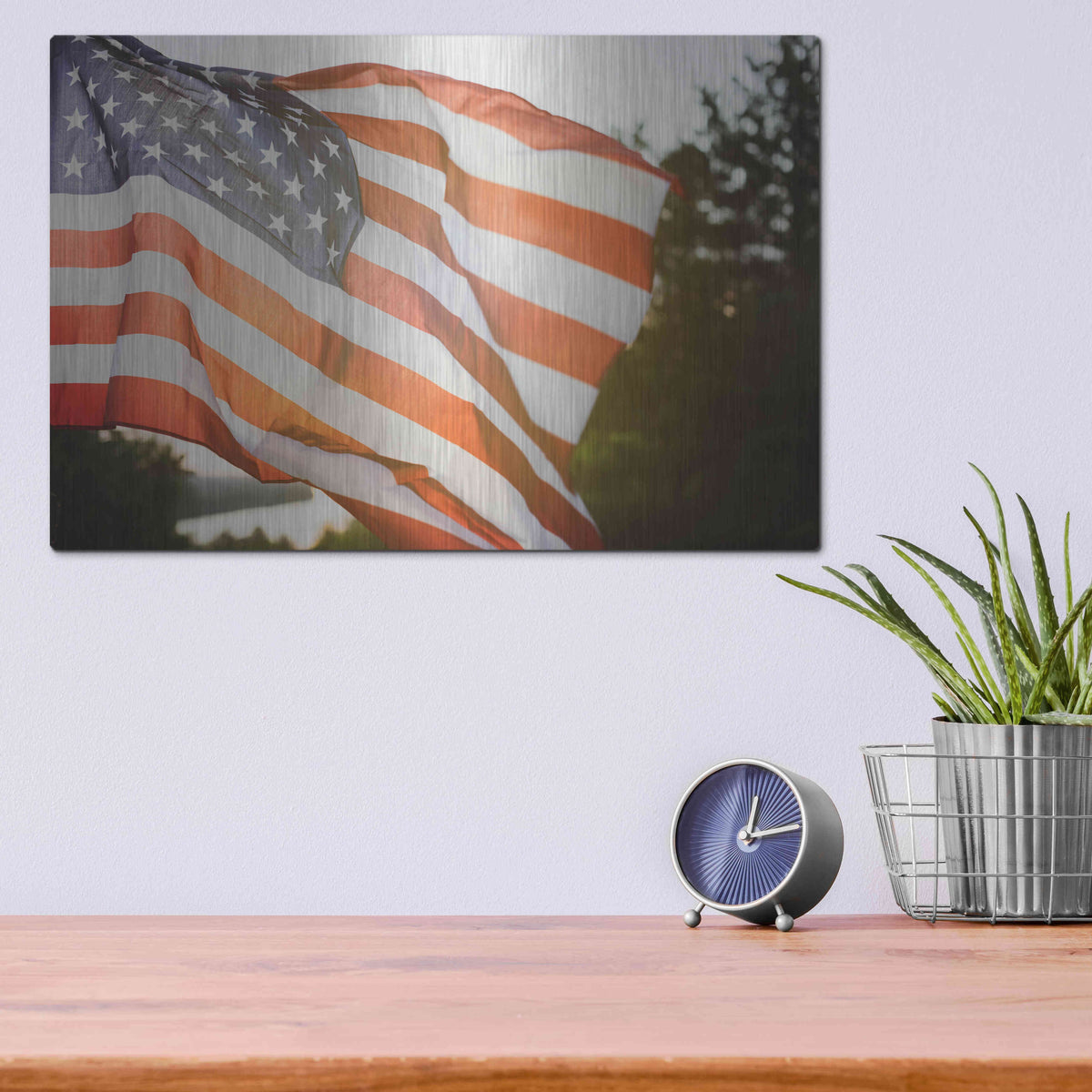 Luxe Metal Art 'God Bless America' by Epic Portfolio, Metal Wall Art,16x12