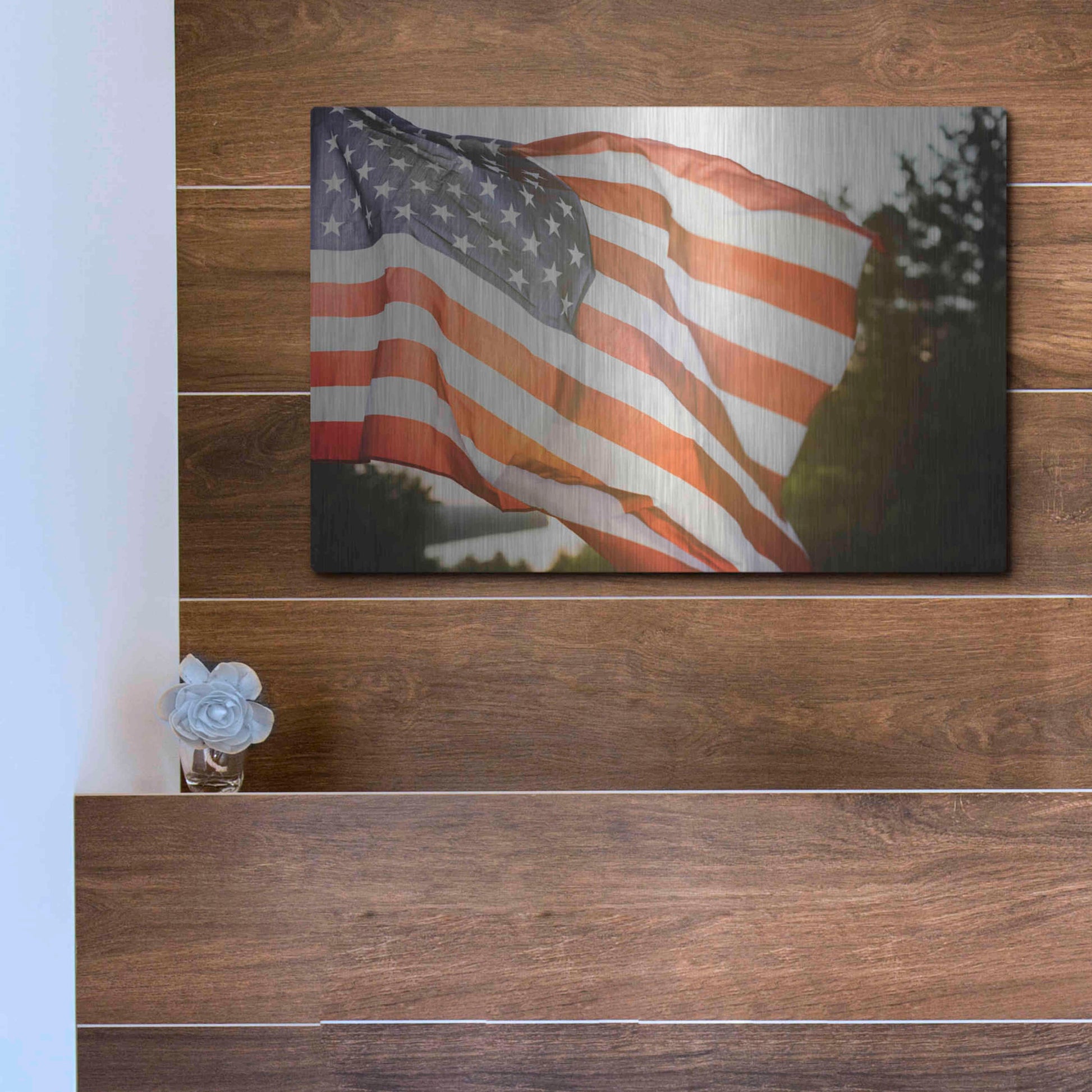 Luxe Metal Art 'God Bless America' by Epic Portfolio, Metal Wall Art,16x12