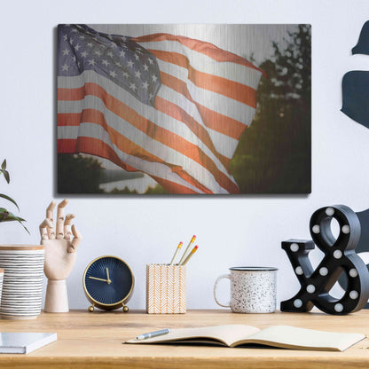 Luxe Metal Art 'God Bless America' by Epic Portfolio, Metal Wall Art,16x12