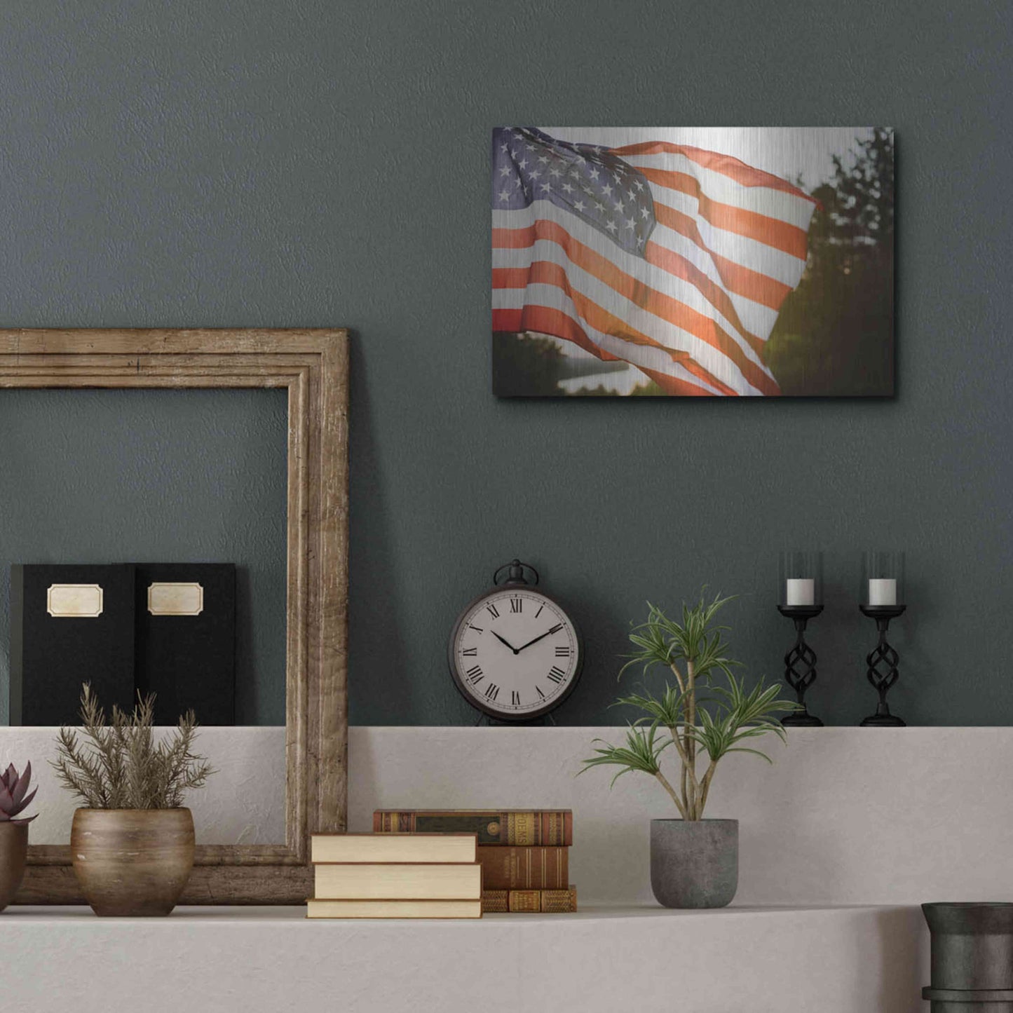 Luxe Metal Art 'God Bless America' by Epic Portfolio, Metal Wall Art,16x12