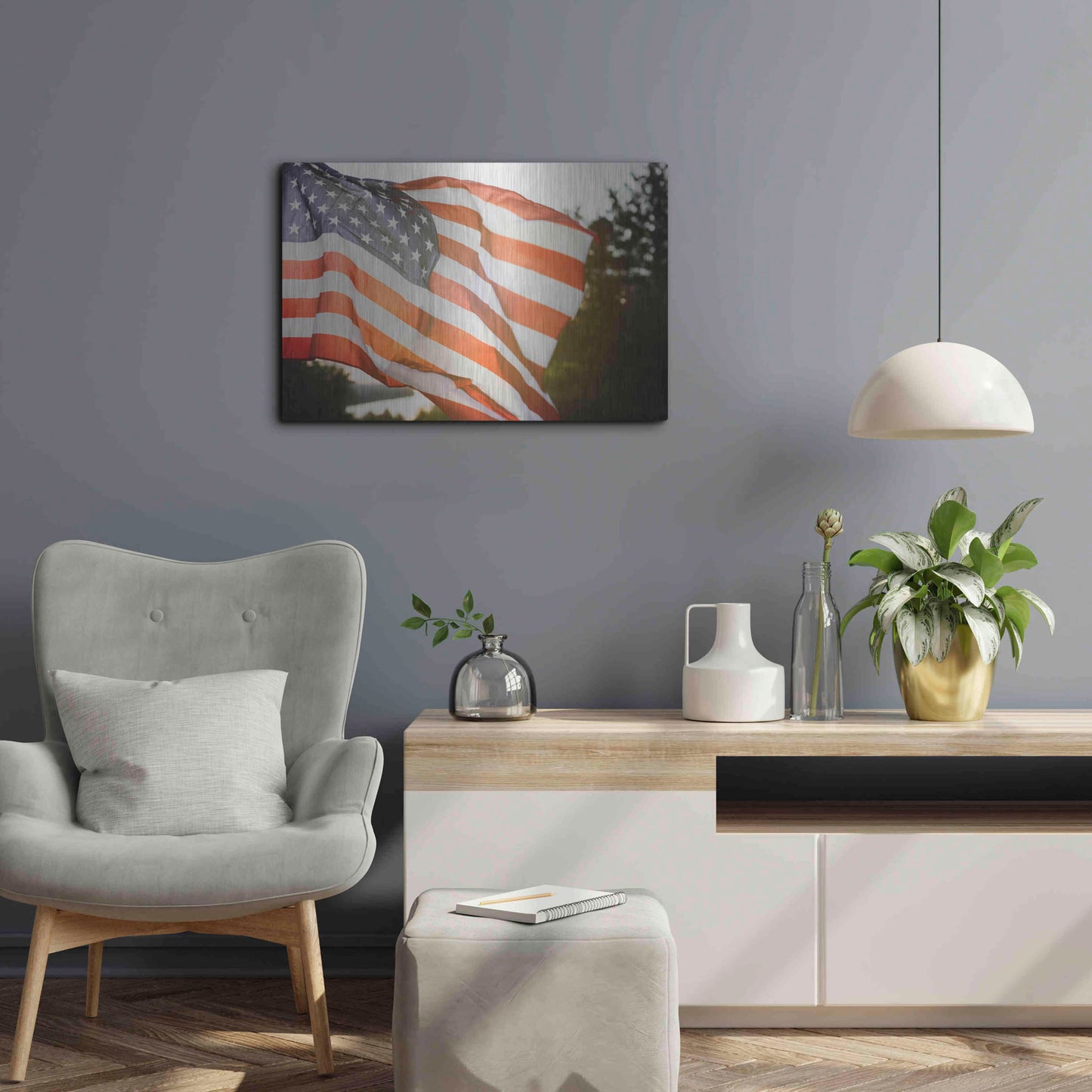 Luxe Metal Art 'God Bless America' by Epic Portfolio, Metal Wall Art,24x16