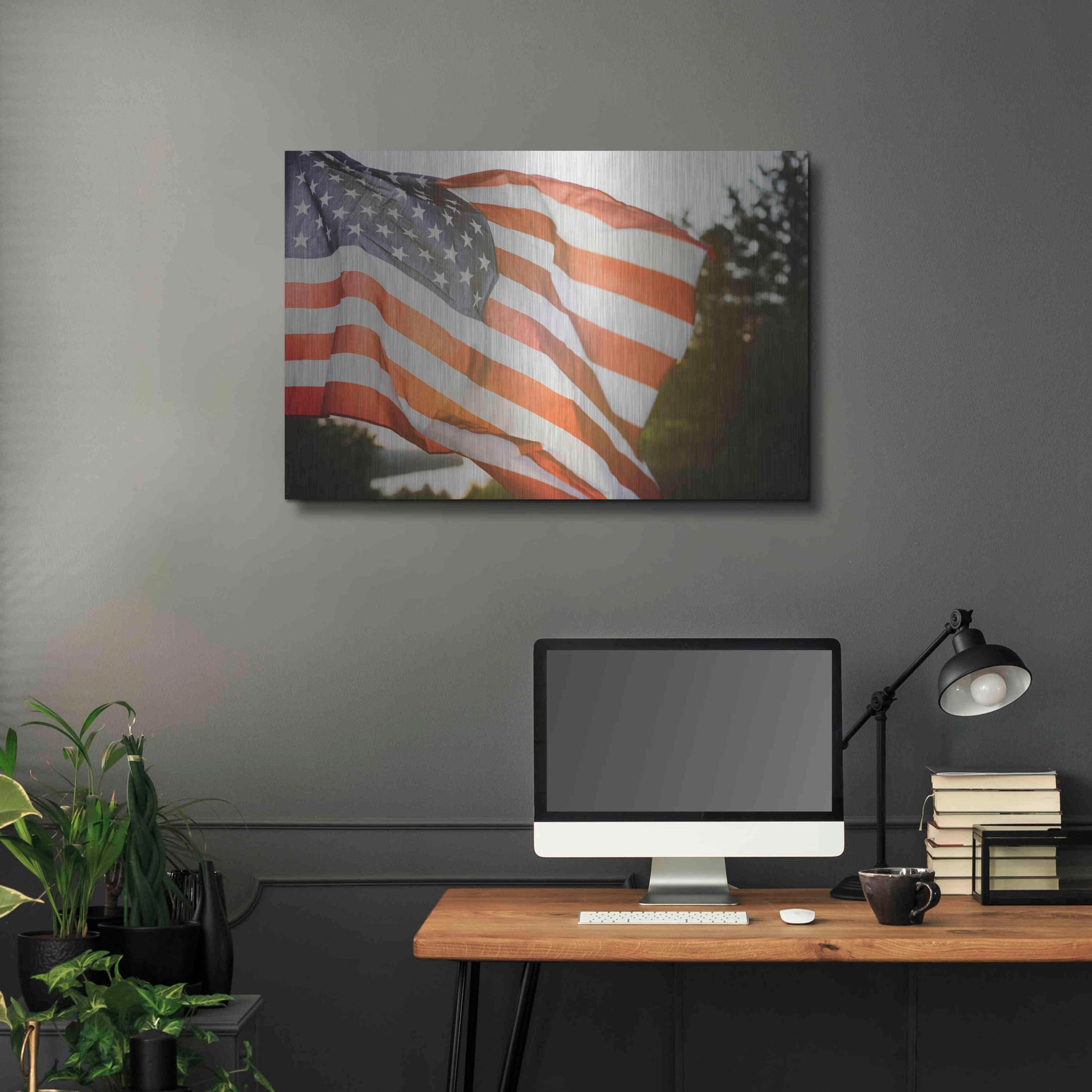 Luxe Metal Art 'God Bless America' by Epic Portfolio, Metal Wall Art,36x24