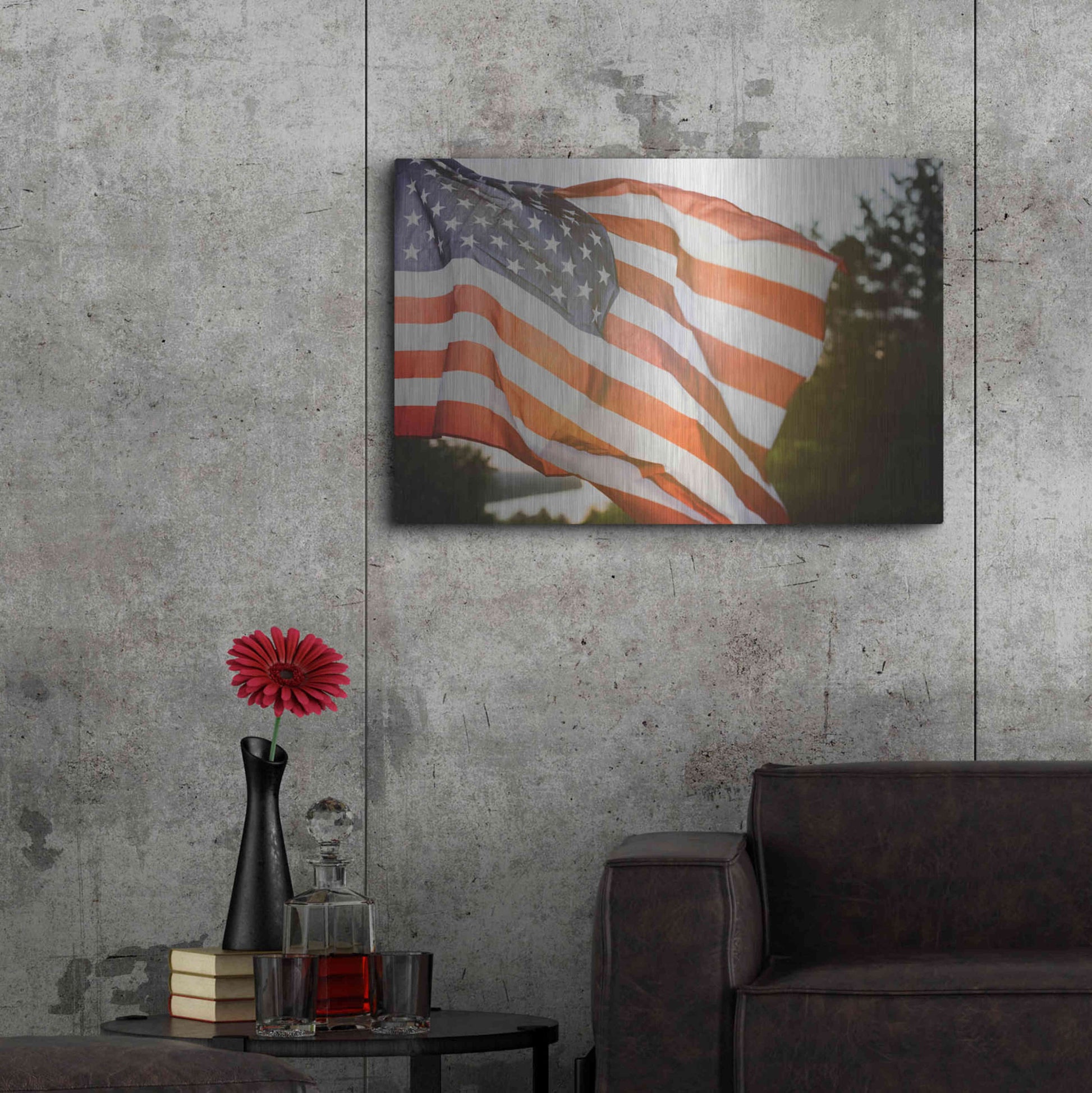 Luxe Metal Art 'God Bless America' by Epic Portfolio, Metal Wall Art,36x24