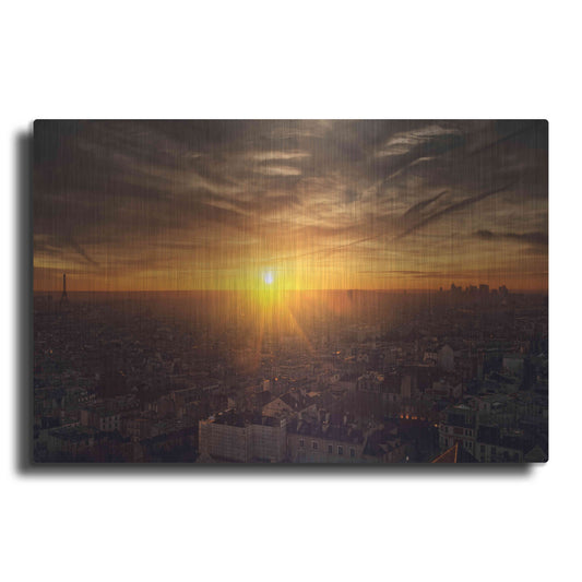 Luxe Metal Art 'Paris Sunset' by Sebastien Lory, Metal Wall Art