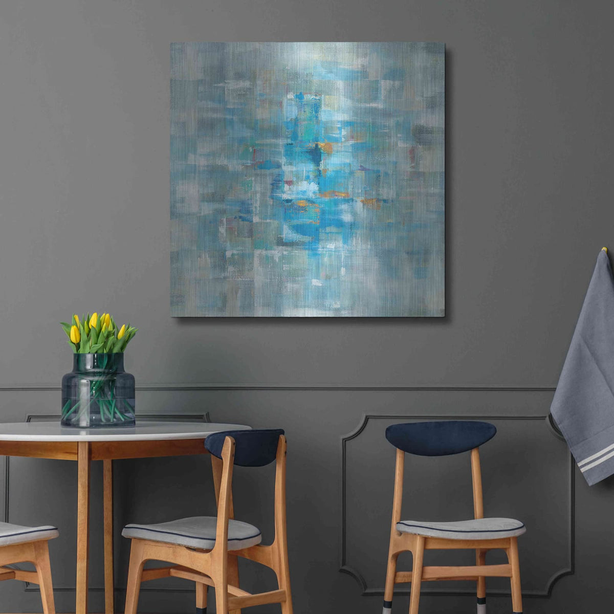 'Abstract Squares' by Danhui Nai – Metal Wall Art, 36x36 room view