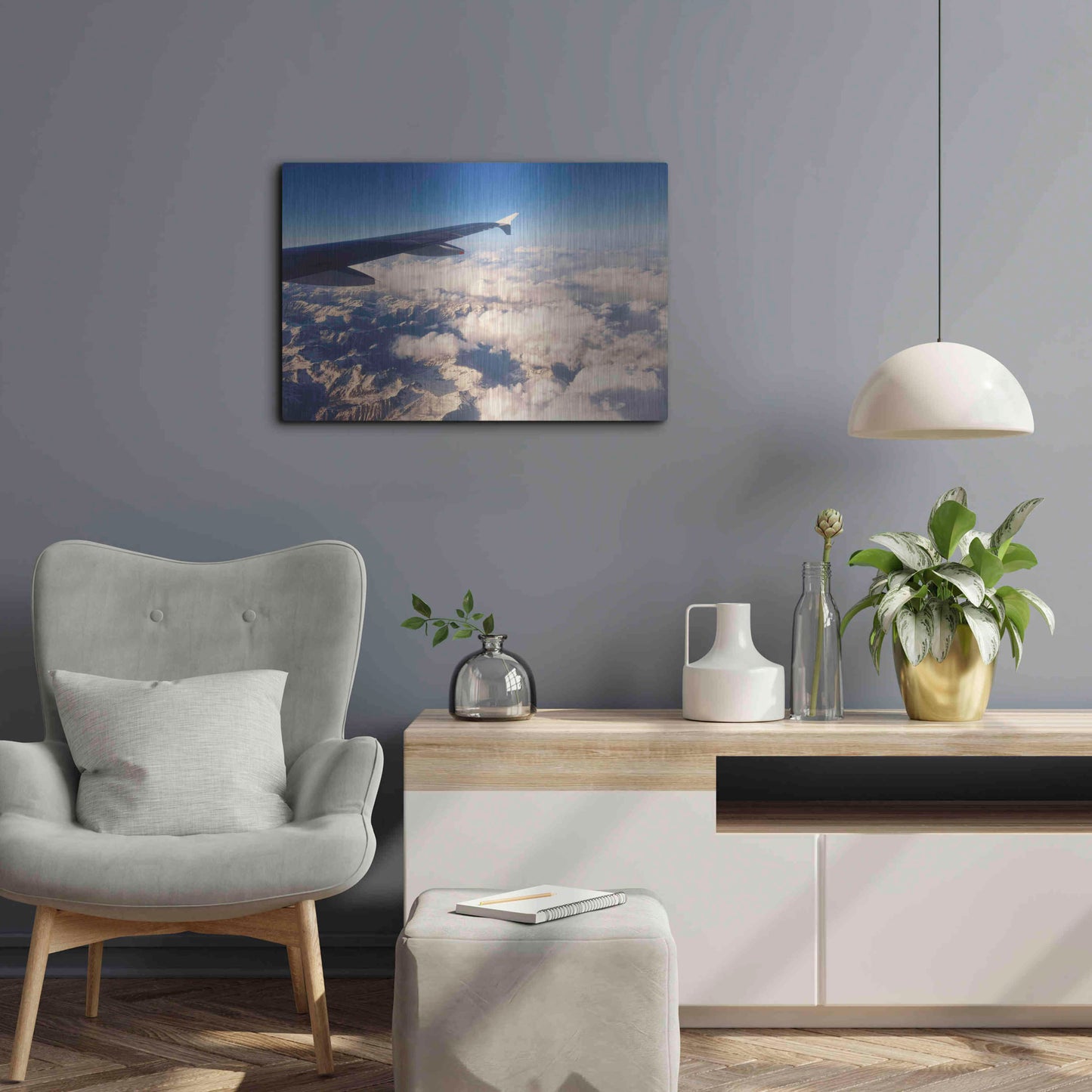 Luxe Metal Art 'Over The Mountains' by Sebastien Lory, Metal Wall Art,24x16