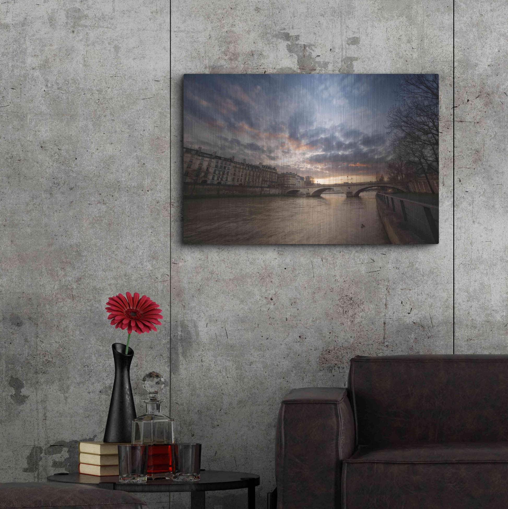 Luxe Metal Art 'Paris, End Of A Day' by Sebastien Lory, Metal Wall Art,36x24