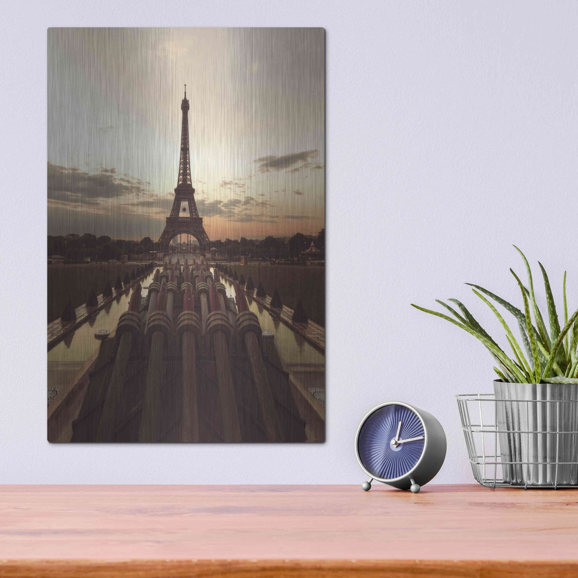 Luxe Metal Art 'Fire Eiffel tOWER' by Sebastien Lory, Metal Wall Art,12x16