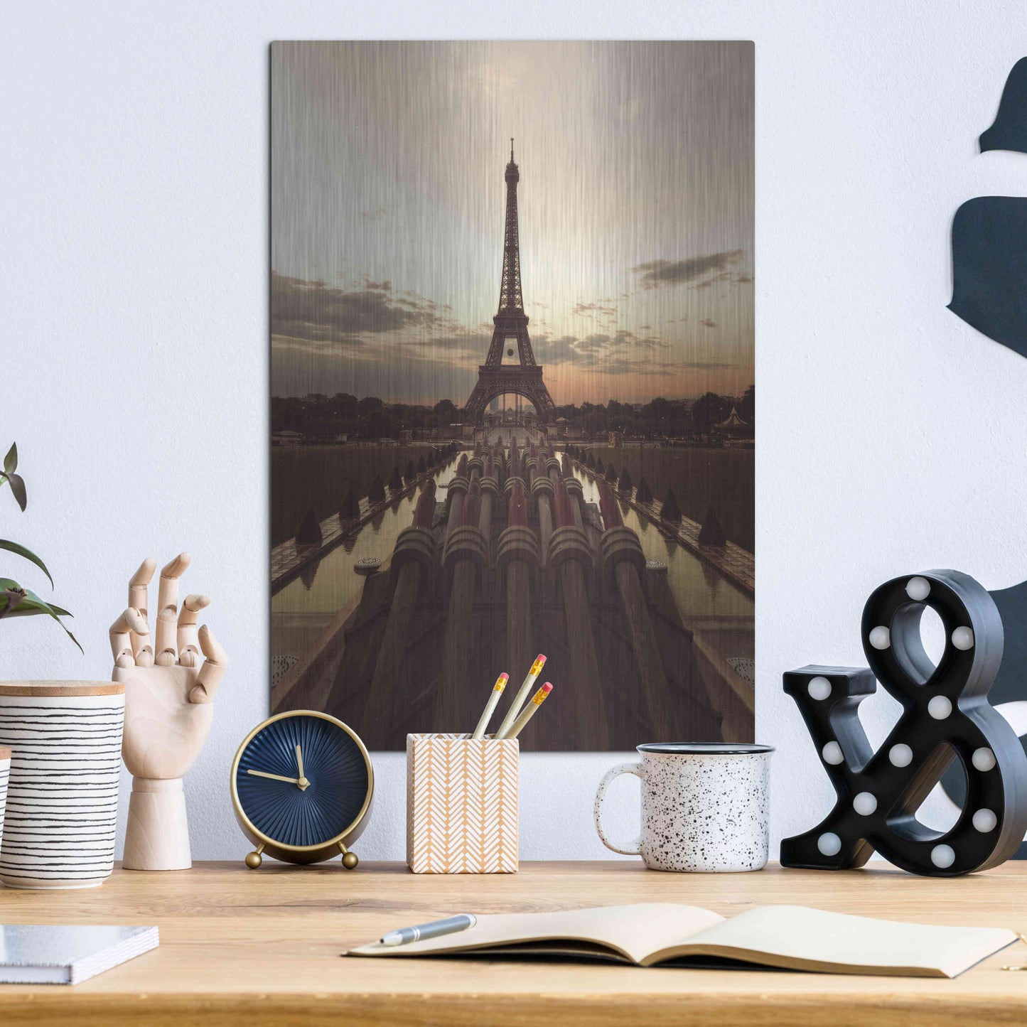 Luxe Metal Art 'Fire Eiffel tOWER' by Sebastien Lory, Metal Wall Art,12x16