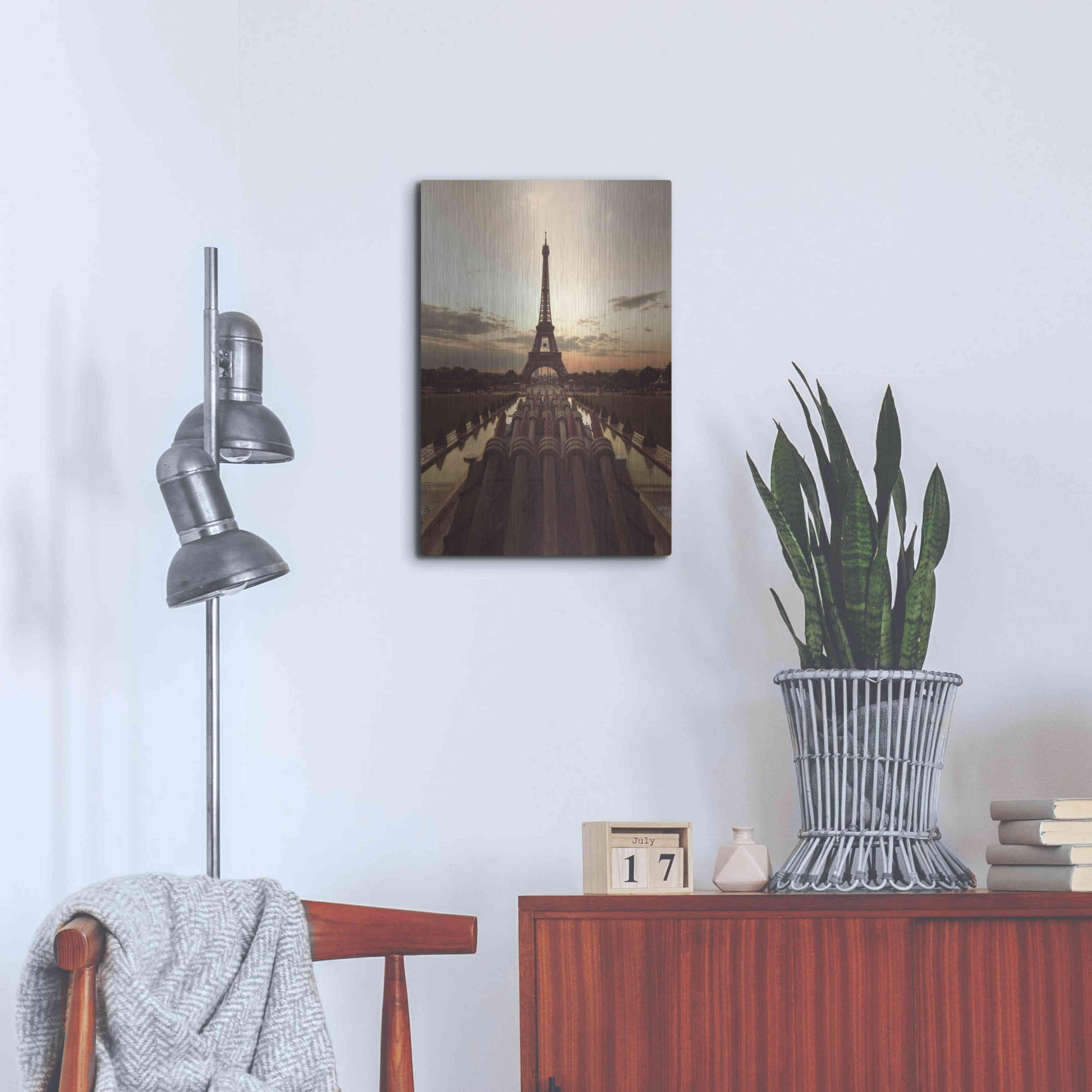 Luxe Metal Art 'Fire Eiffel tOWER' by Sebastien Lory, Metal Wall Art,16x24