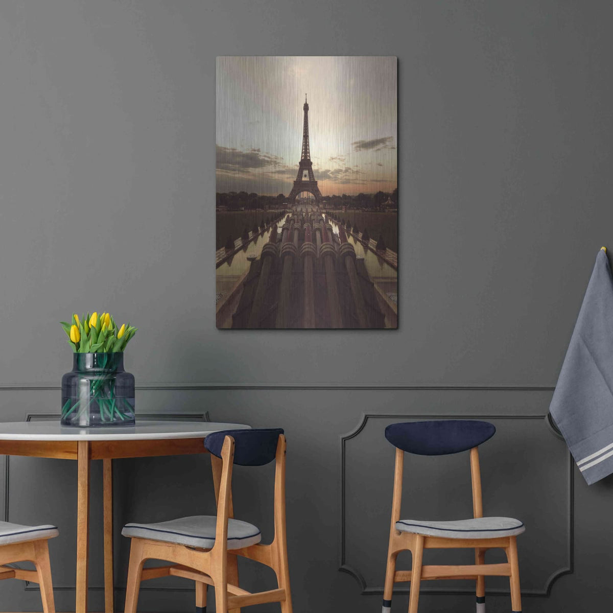 'Fire Eiffel tOWER' by Sebastien Lory – Metal Wall Art, 24x36 room view