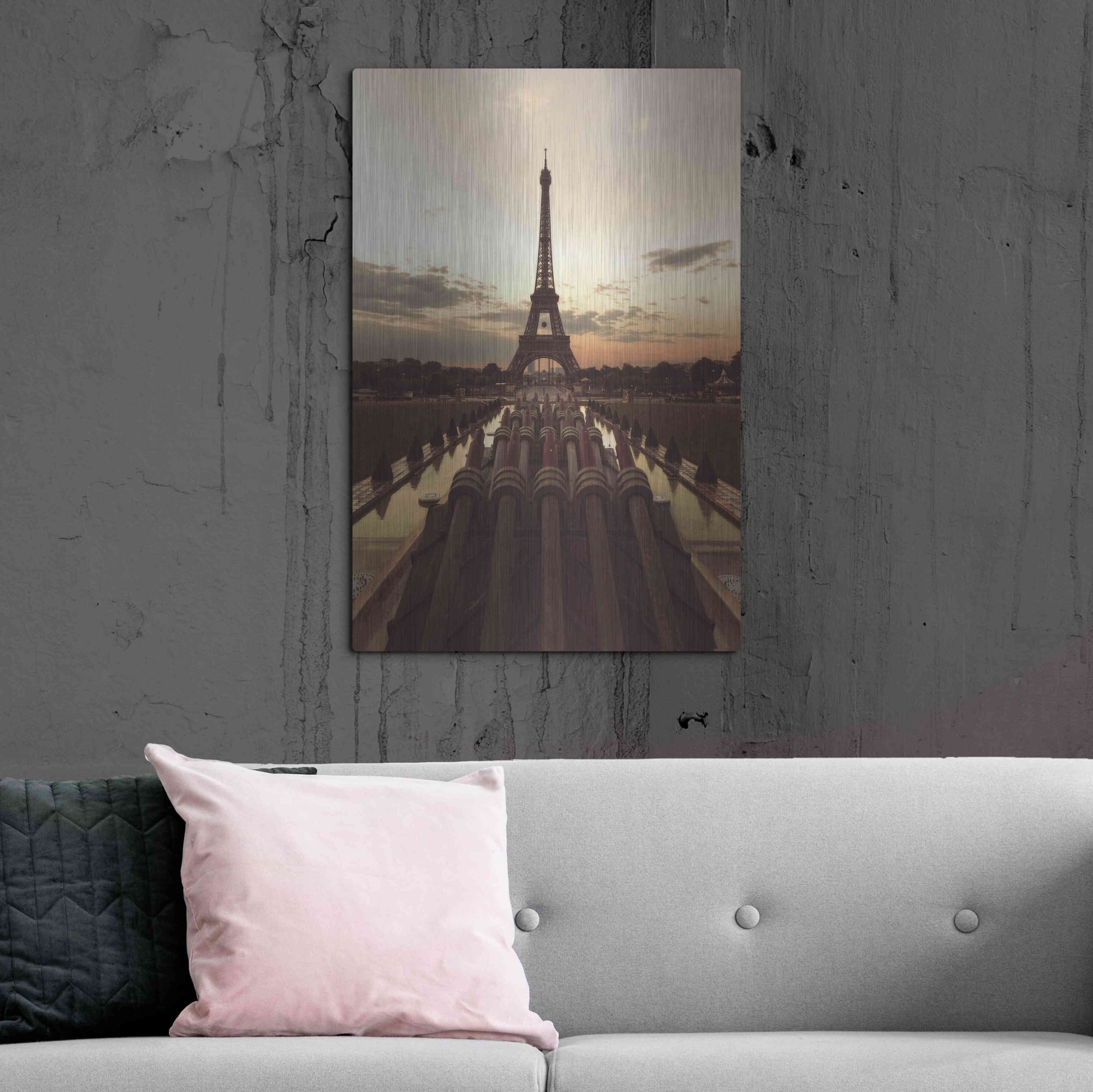 Luxe Metal Art 'Fire Eiffel tOWER' by Sebastien Lory, Metal Wall Art,24x36