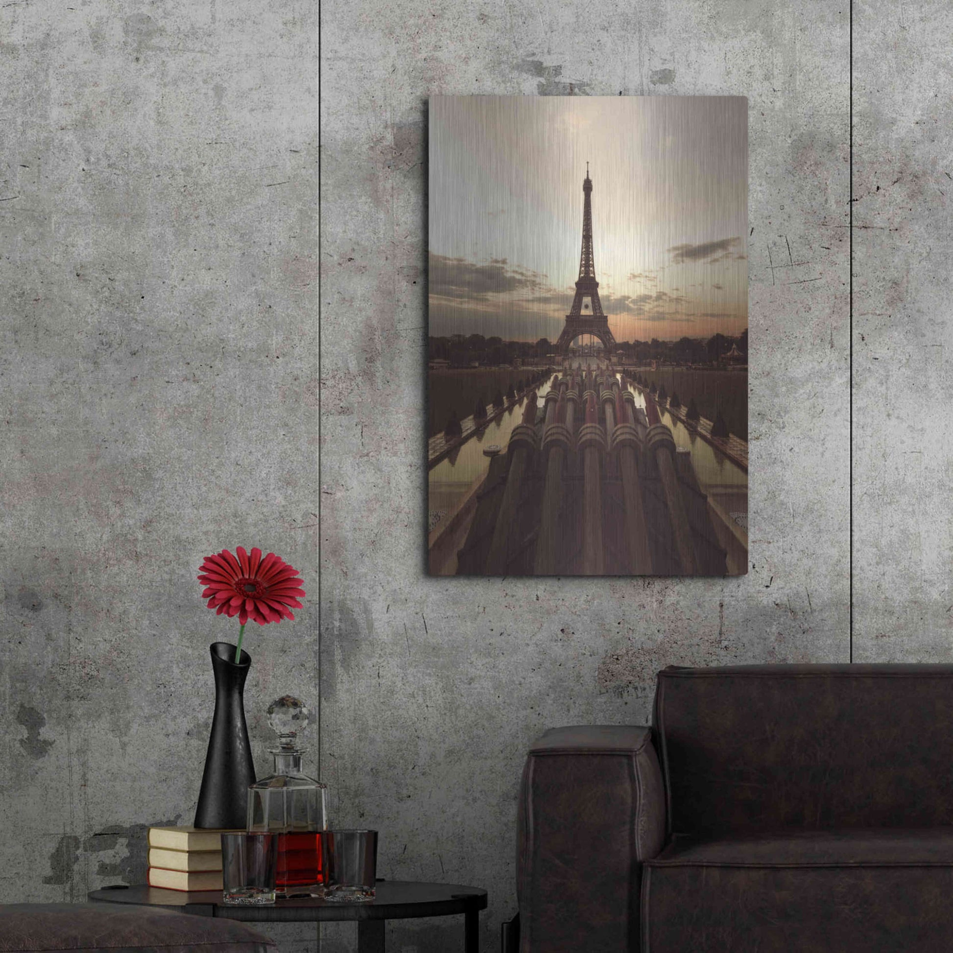 Luxe Metal Art 'Fire Eiffel tOWER' by Sebastien Lory, Metal Wall Art,24x36