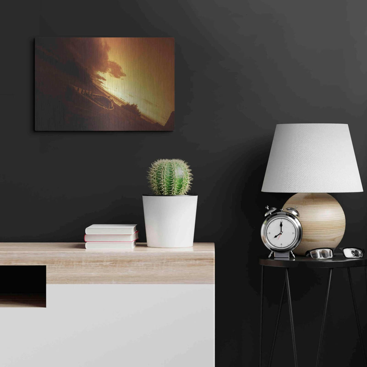 'Golden Sunset' by Sebastien Lory – Metal Wall Art, 24x16 room view