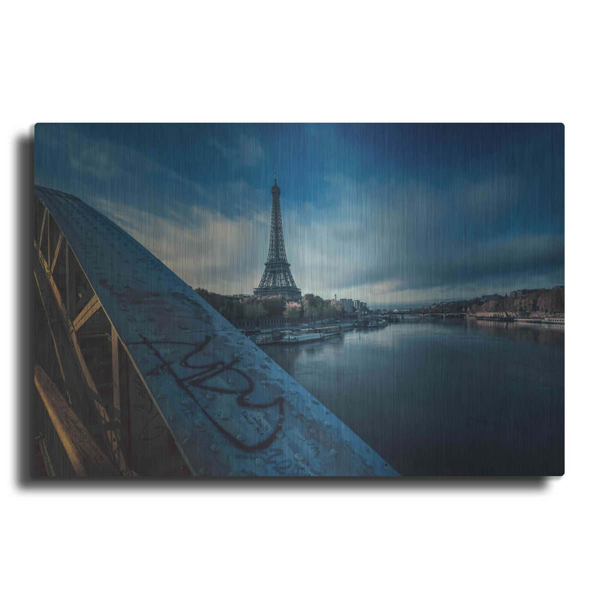 'Blue Eiffel Tower' by Sebastien Lory – Metal Wall Art