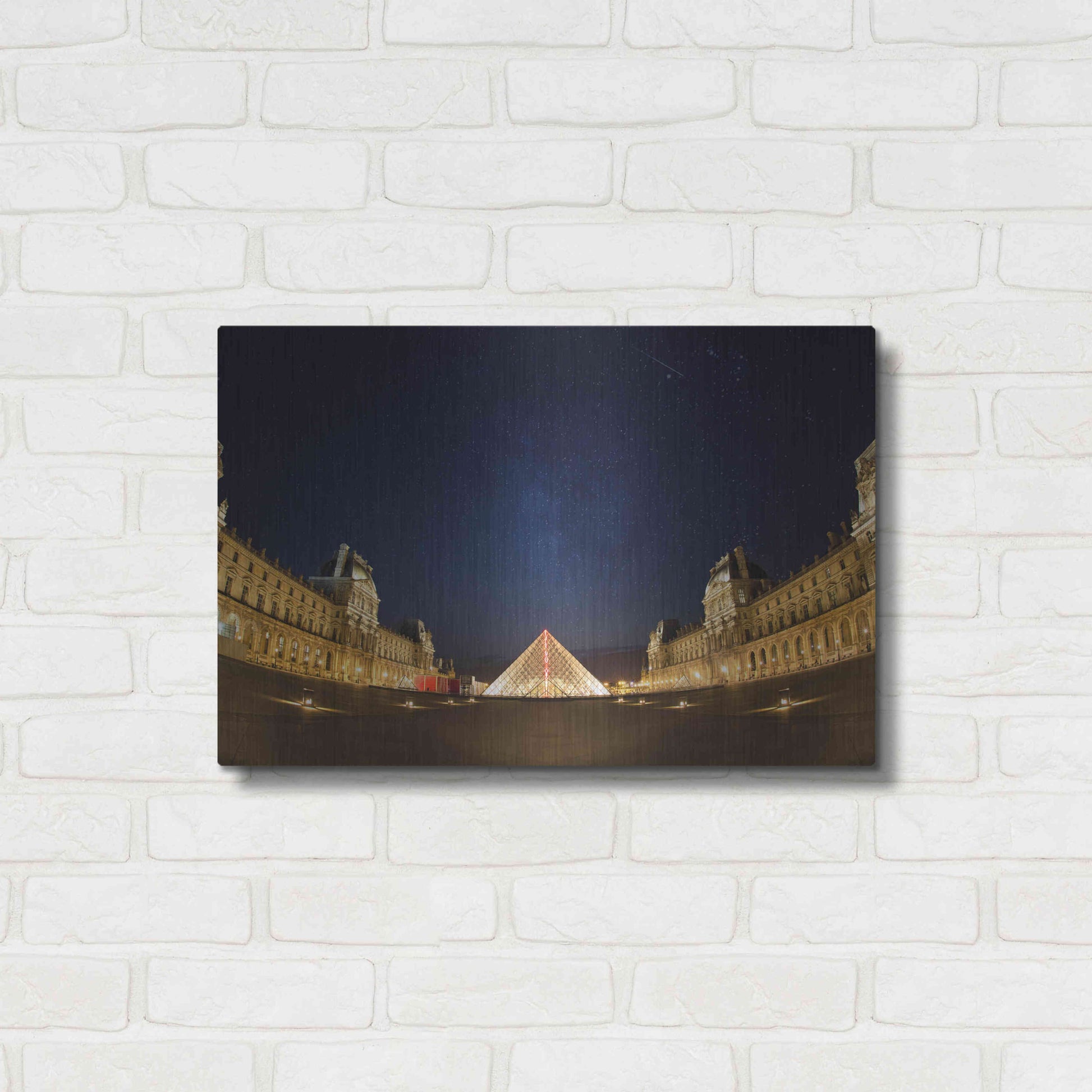 Luxe Metal Art 'Lourve Museum Nights' by Sebastien Lory, Metal Wall Art,24x16