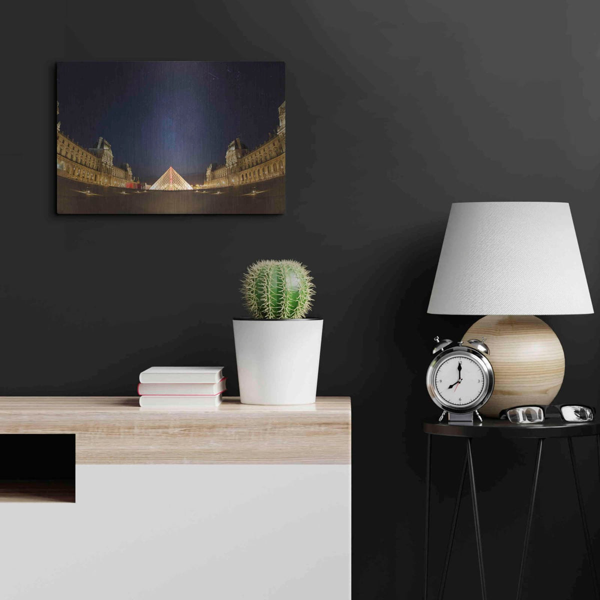 'Lourve Museum Nights' by Sebastien Lory – Metal Wall Art, 24x16 room view