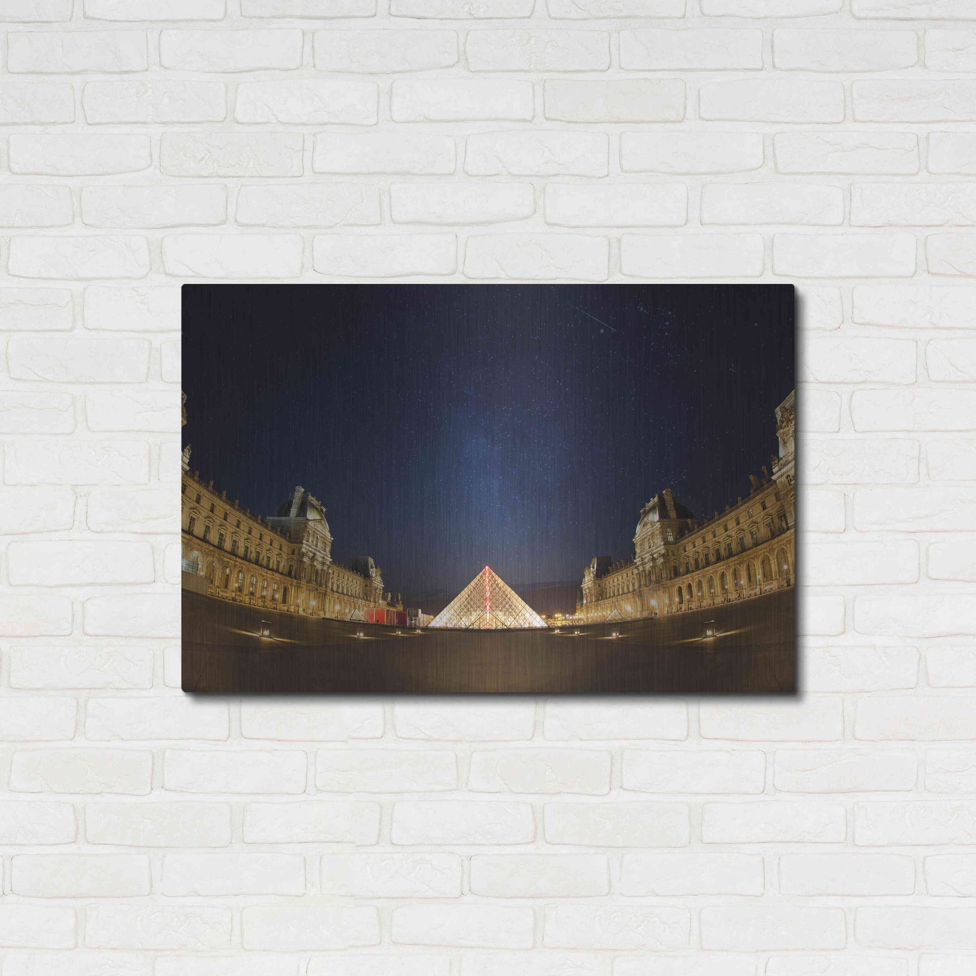 Luxe Metal Art 'Lourve Museum Nights' by Sebastien Lory, Metal Wall Art,36x24