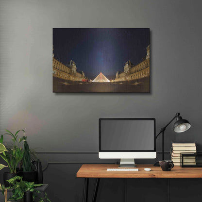 Luxe Metal Art 'Lourve Museum Nights' by Sebastien Lory, Metal Wall Art,36x24