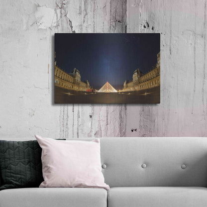 Luxe Metal Art 'Lourve Museum Nights' by Sebastien Lory, Metal Wall Art,36x24