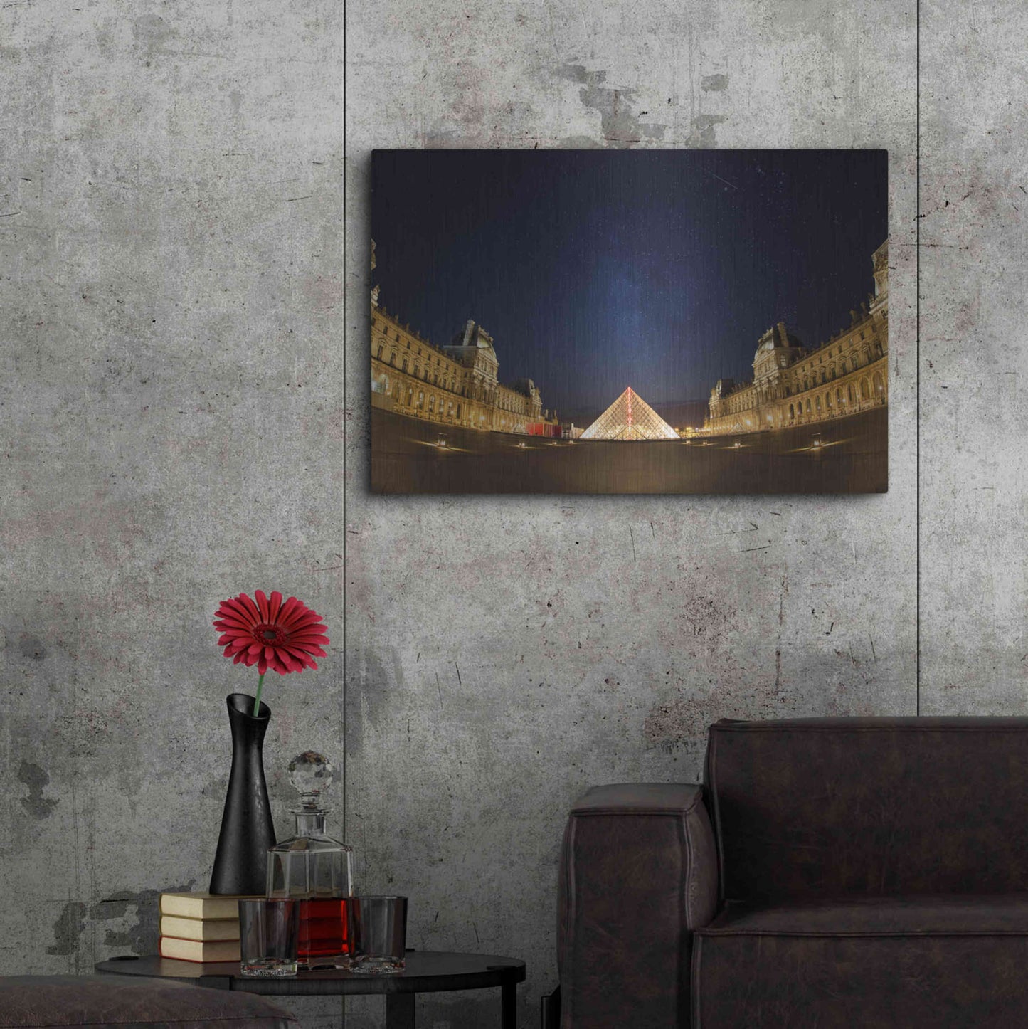 Luxe Metal Art 'Lourve Museum Nights' by Sebastien Lory, Metal Wall Art,36x24