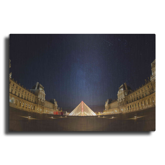 Luxe Metal Art 'Lourve Museum Nights' by Sebastien Lory, Metal Wall Art