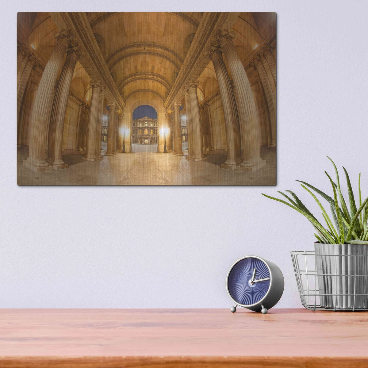 'Golden Columns' by Sebastien Lory – Metal Wall Art, 16x12 room view