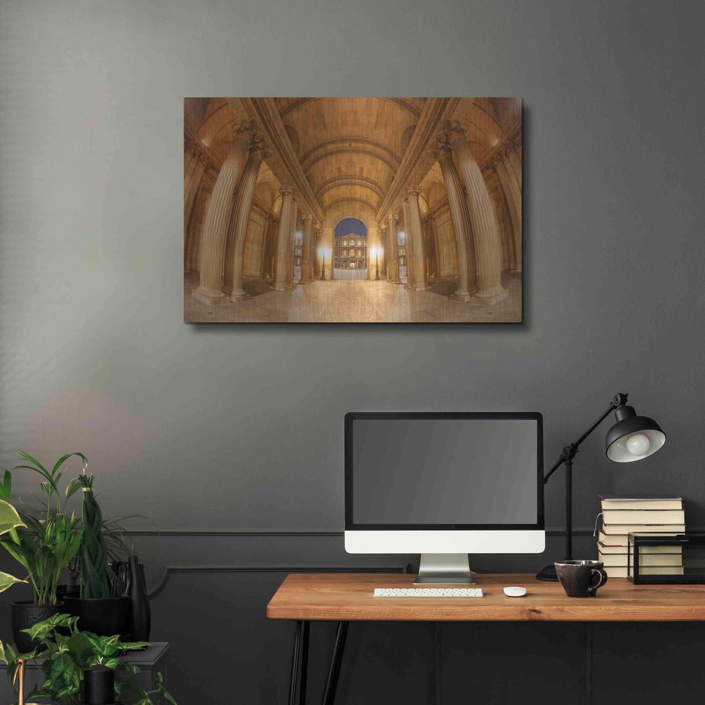 Luxe Metal Art 'Golden Columns' by Sebastien Lory, Metal Wall Art,36x24