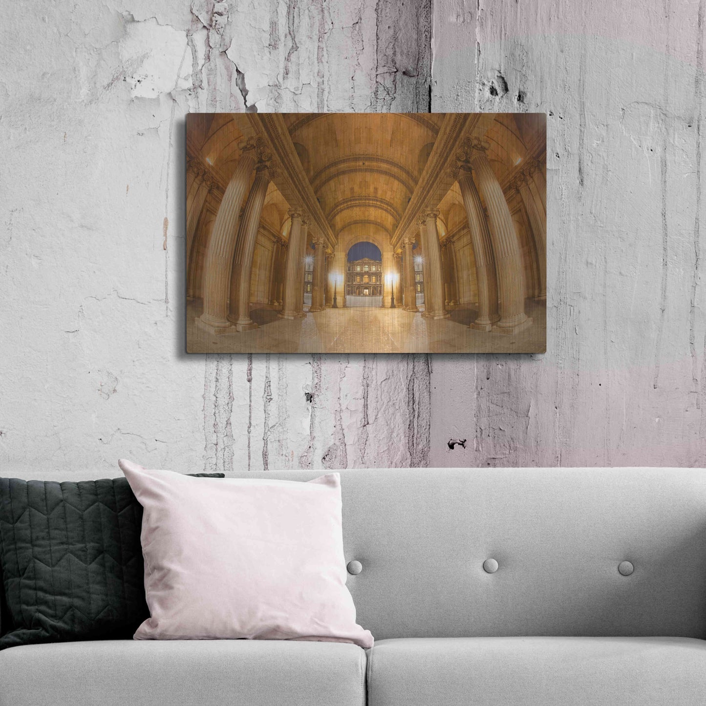 Luxe Metal Art 'Golden Columns' by Sebastien Lory, Metal Wall Art,36x24