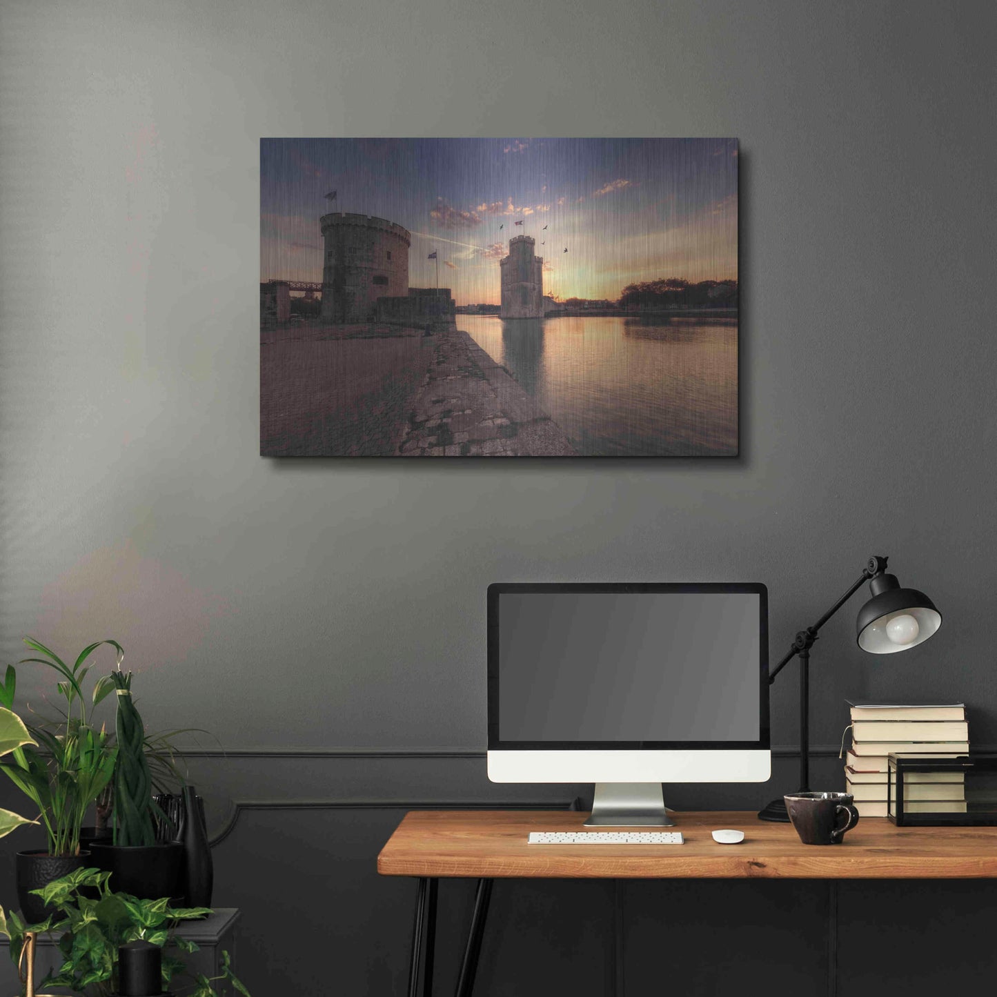 Luxe Metal Art 'Port de la Rochelle' by Sebastien Lory, Metal Wall Art,36x24