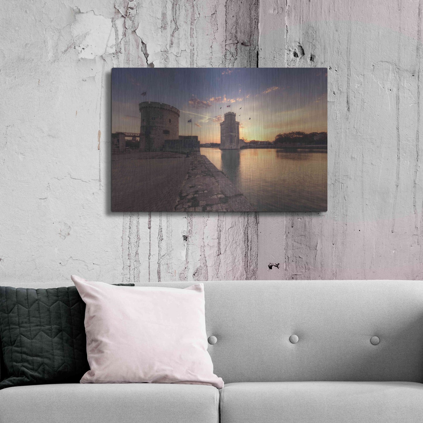 Luxe Metal Art 'Port de la Rochelle' by Sebastien Lory, Metal Wall Art,36x24