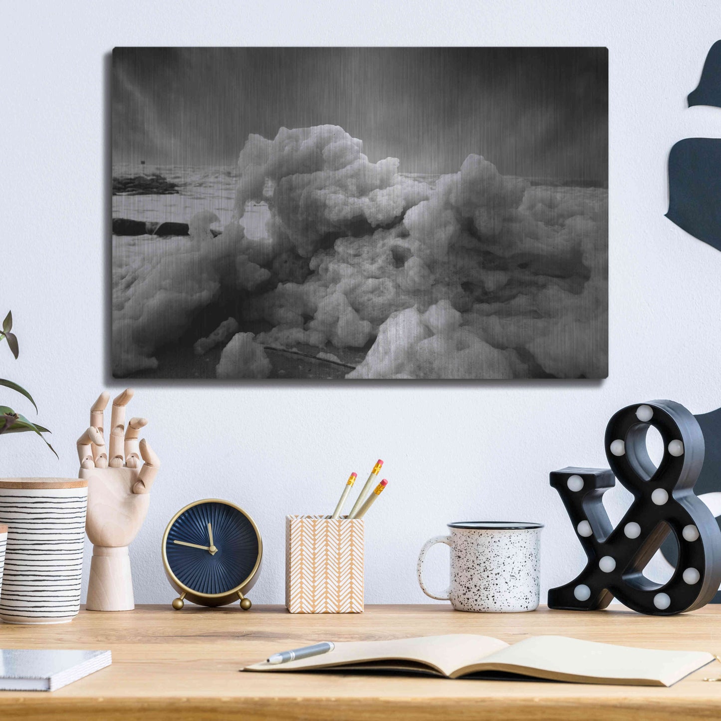 Luxe Metal Art 'Land Clouds' by Sebastien Lory, Metal Wall Art,16x12