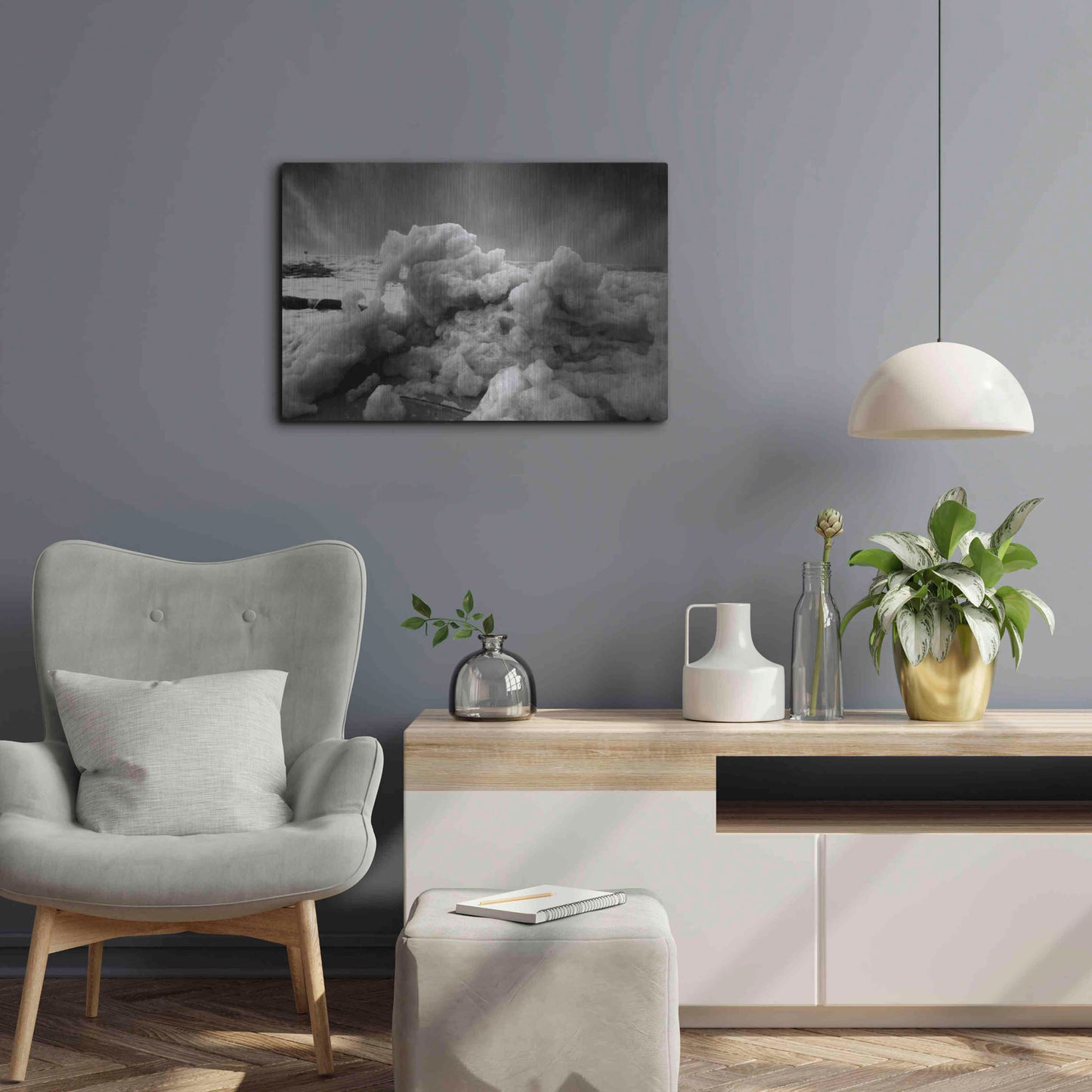 Luxe Metal Art 'Land Clouds' by Sebastien Lory, Metal Wall Art,24x16