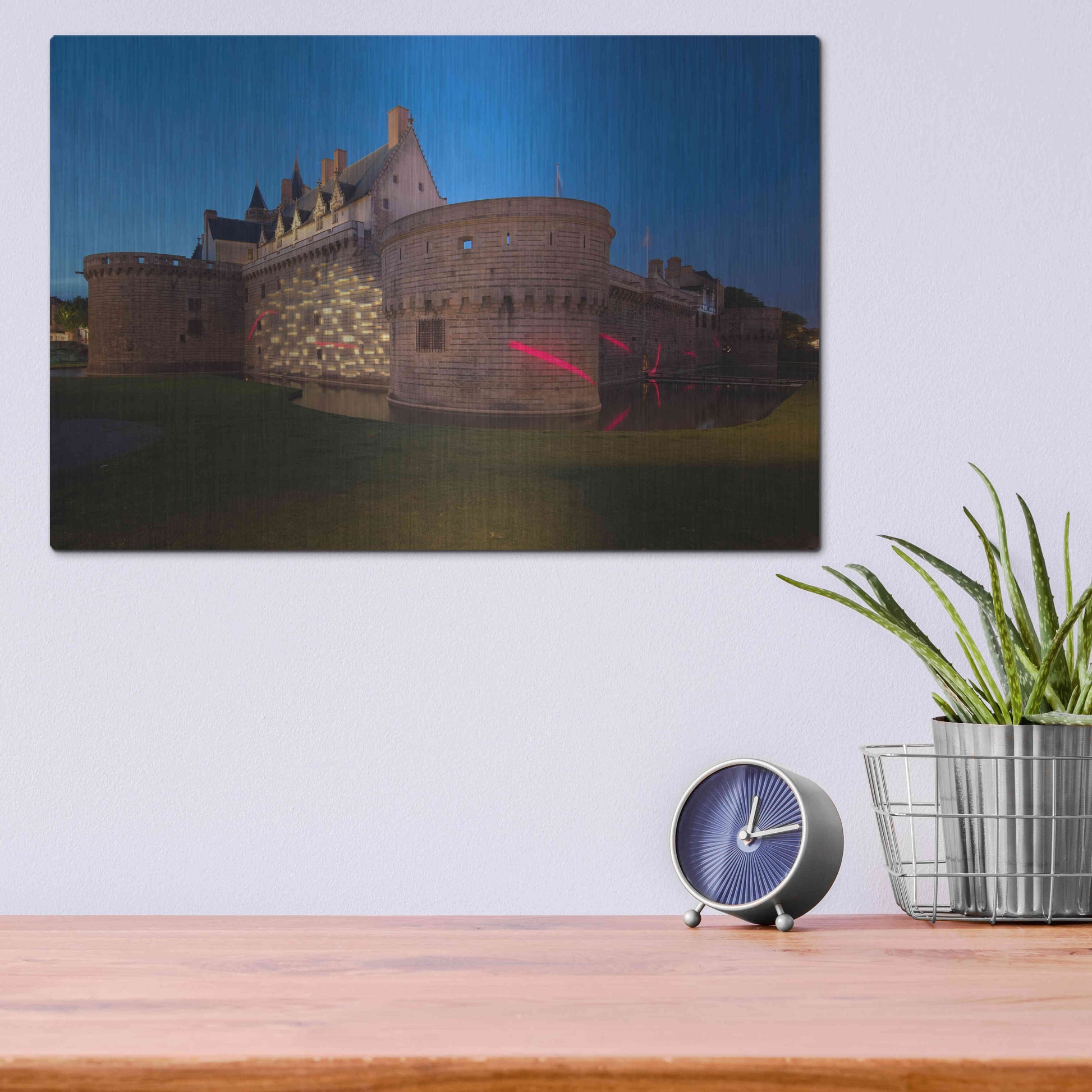 Luxe Metal Art 'Behind the Castle' by Sebastien Lory, Metal Wall Art,16x12