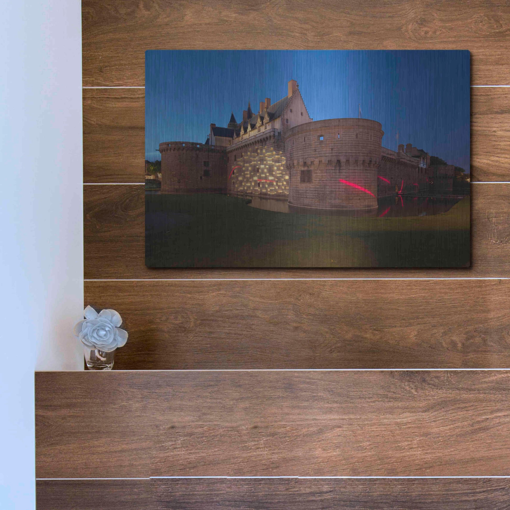 Luxe Metal Art 'Behind the Castle' by Sebastien Lory, Metal Wall Art,16x12