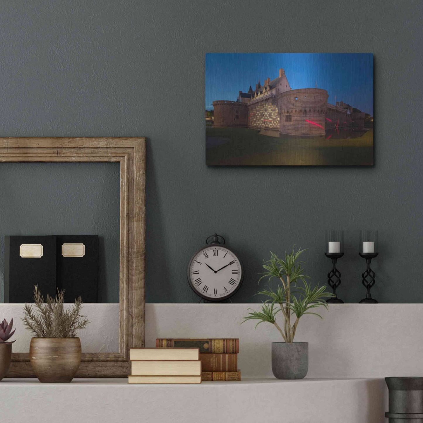 Luxe Metal Art 'Behind the Castle' by Sebastien Lory, Metal Wall Art,16x12