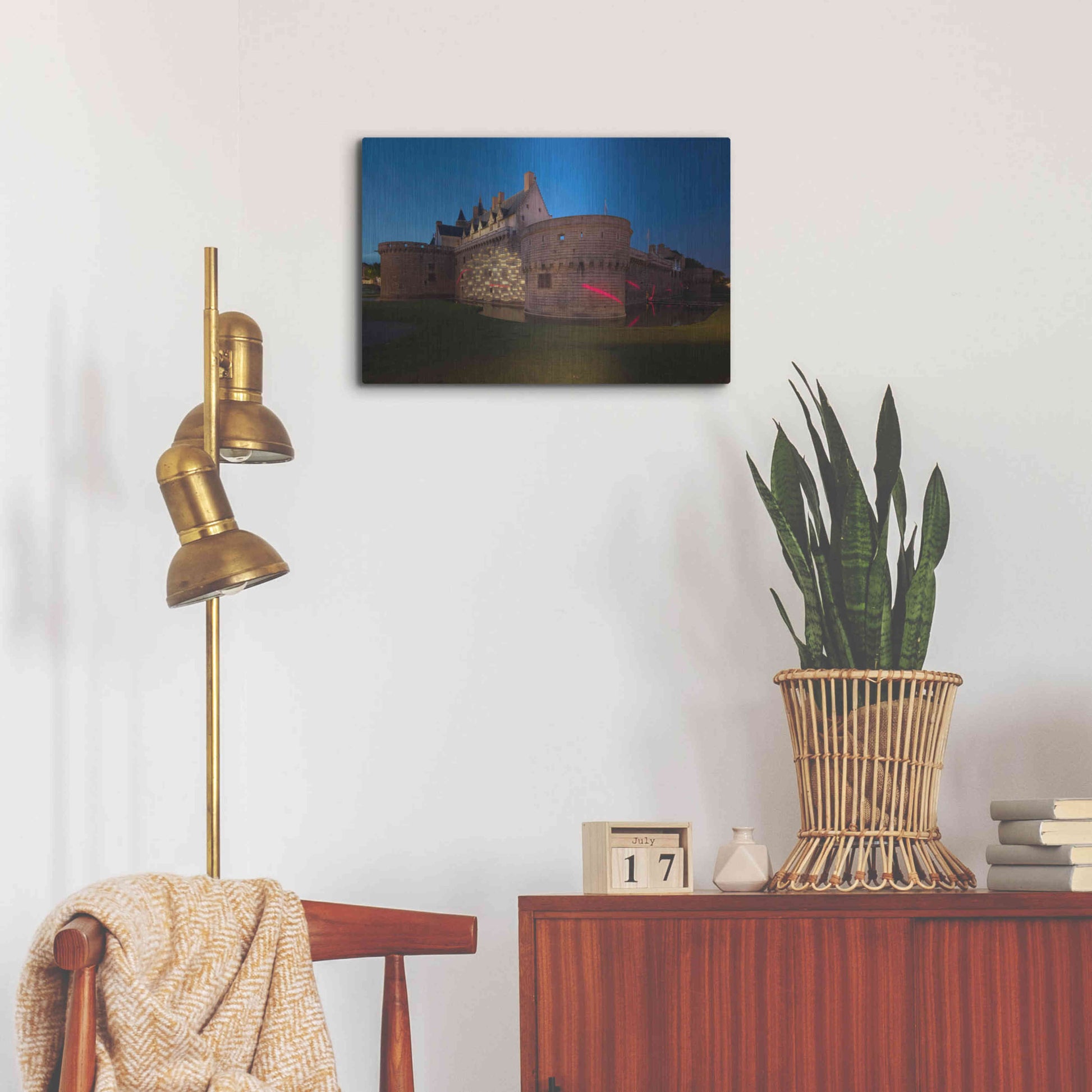 Luxe Metal Art 'Behind the Castle' by Sebastien Lory, Metal Wall Art,24x16