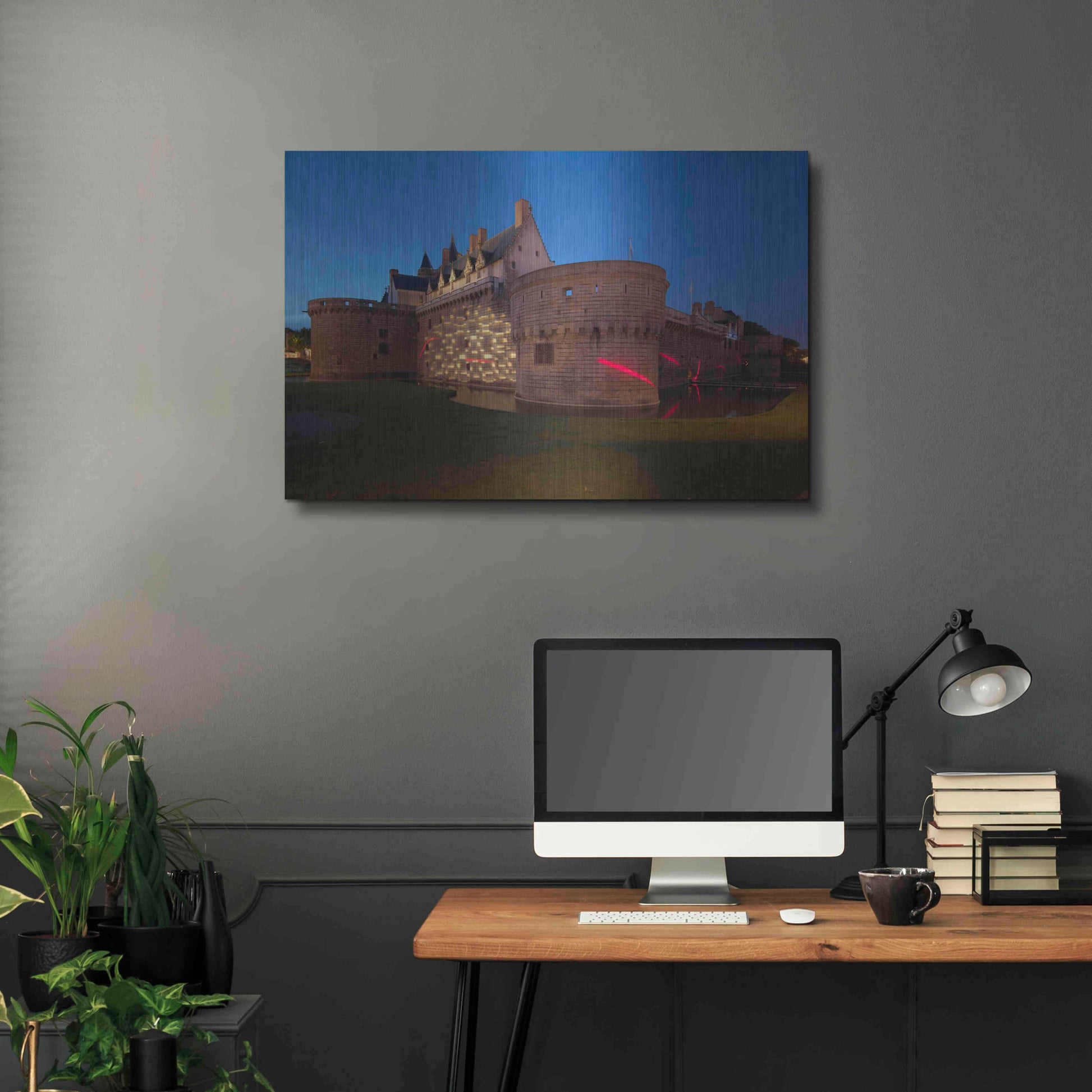 Luxe Metal Art 'Behind the Castle' by Sebastien Lory, Metal Wall Art,36x24