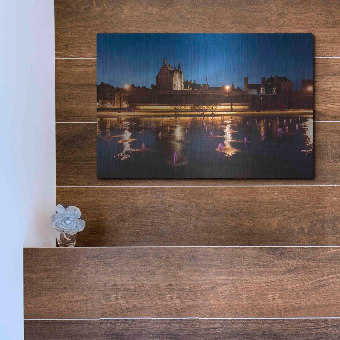 Luxe Metal Art 'Castle Reflections' by Sebastien Lory, Metal Wall Art,16x12