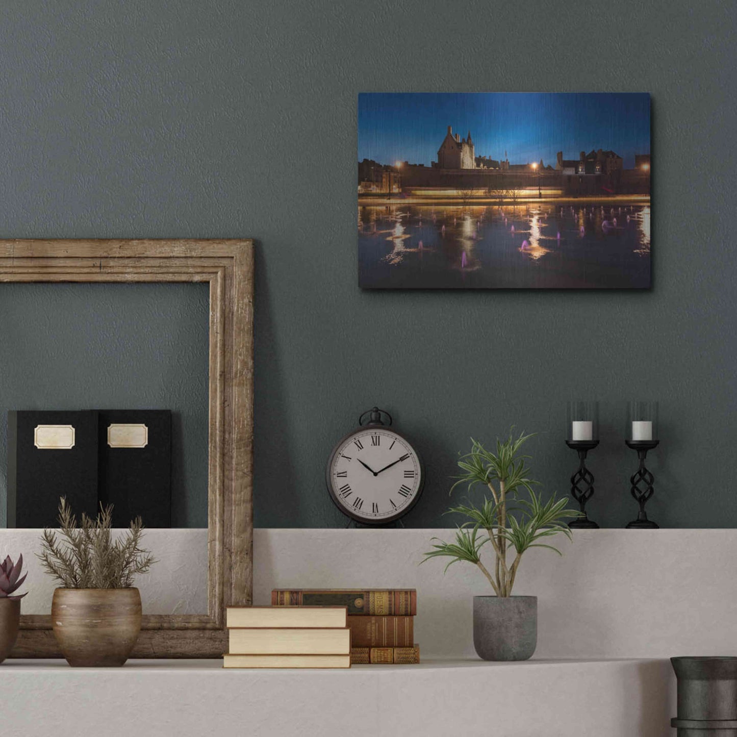 Luxe Metal Art 'Castle Reflections' by Sebastien Lory, Metal Wall Art,16x12