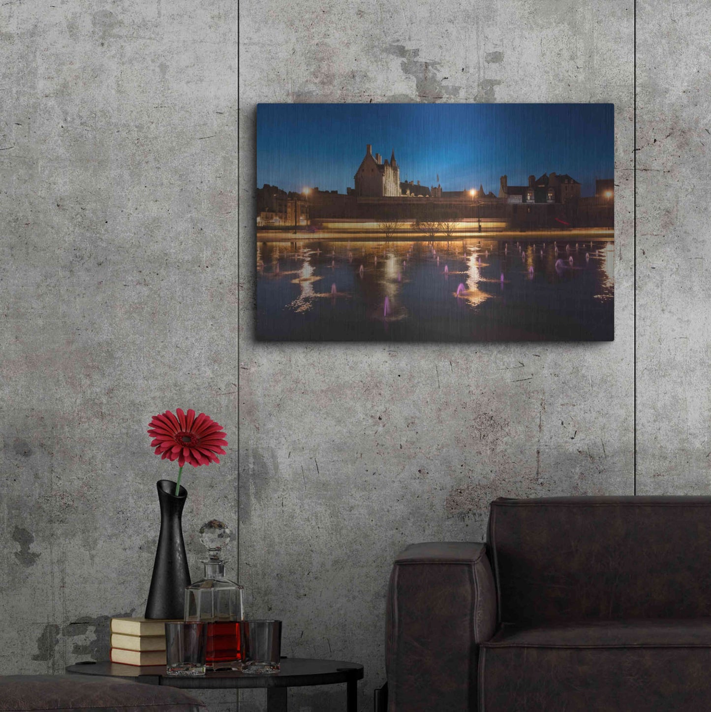 Luxe Metal Art 'Castle Reflections' by Sebastien Lory, Metal Wall Art,36x24