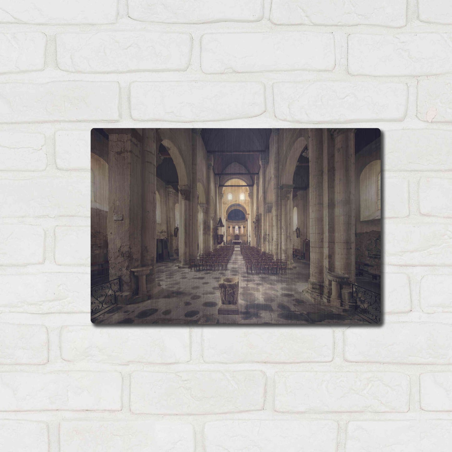 Luxe Metal Art 'Inside the Church' by Sebastien Lory, Metal Wall Art,16x12