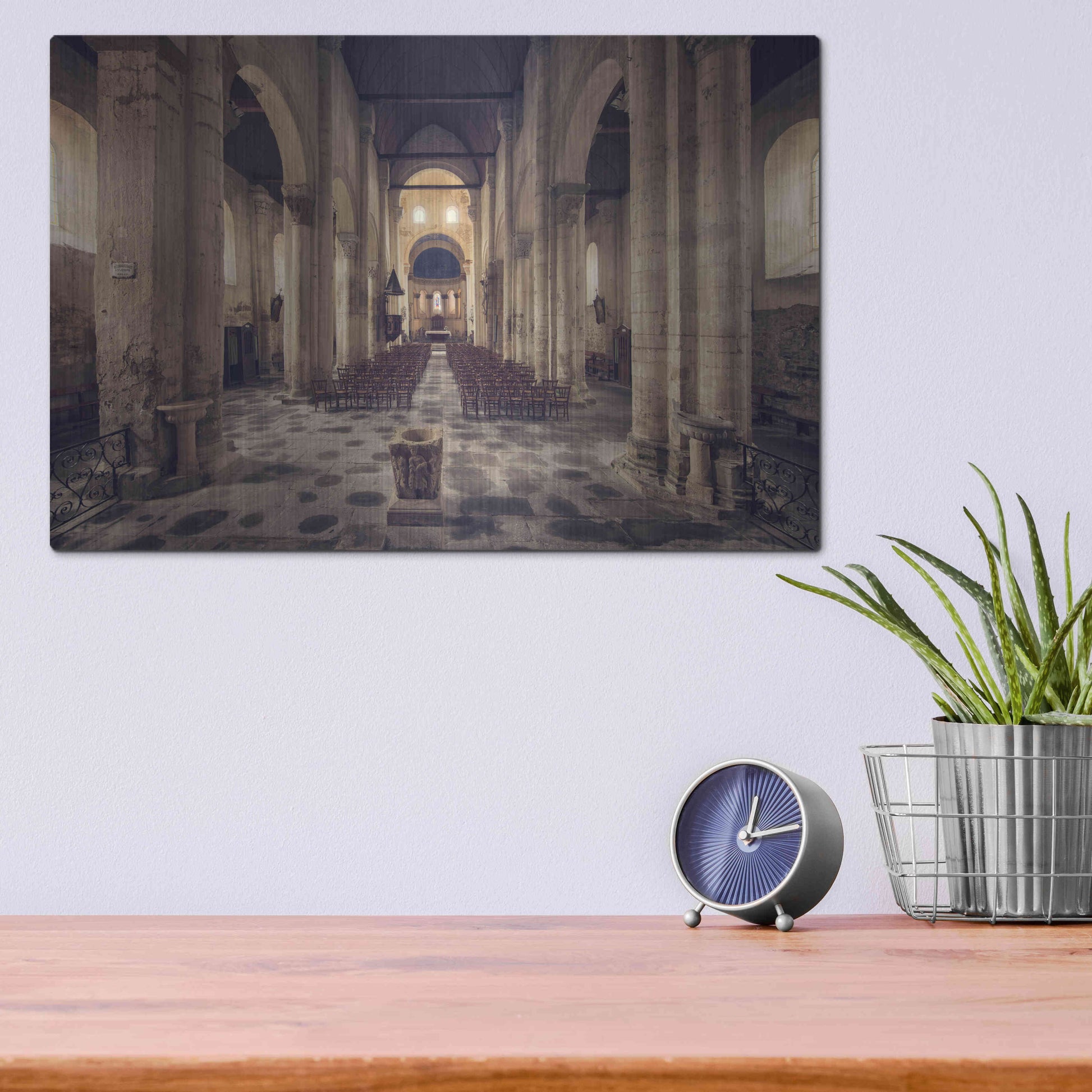 Luxe Metal Art 'Inside the Church' by Sebastien Lory, Metal Wall Art,16x12