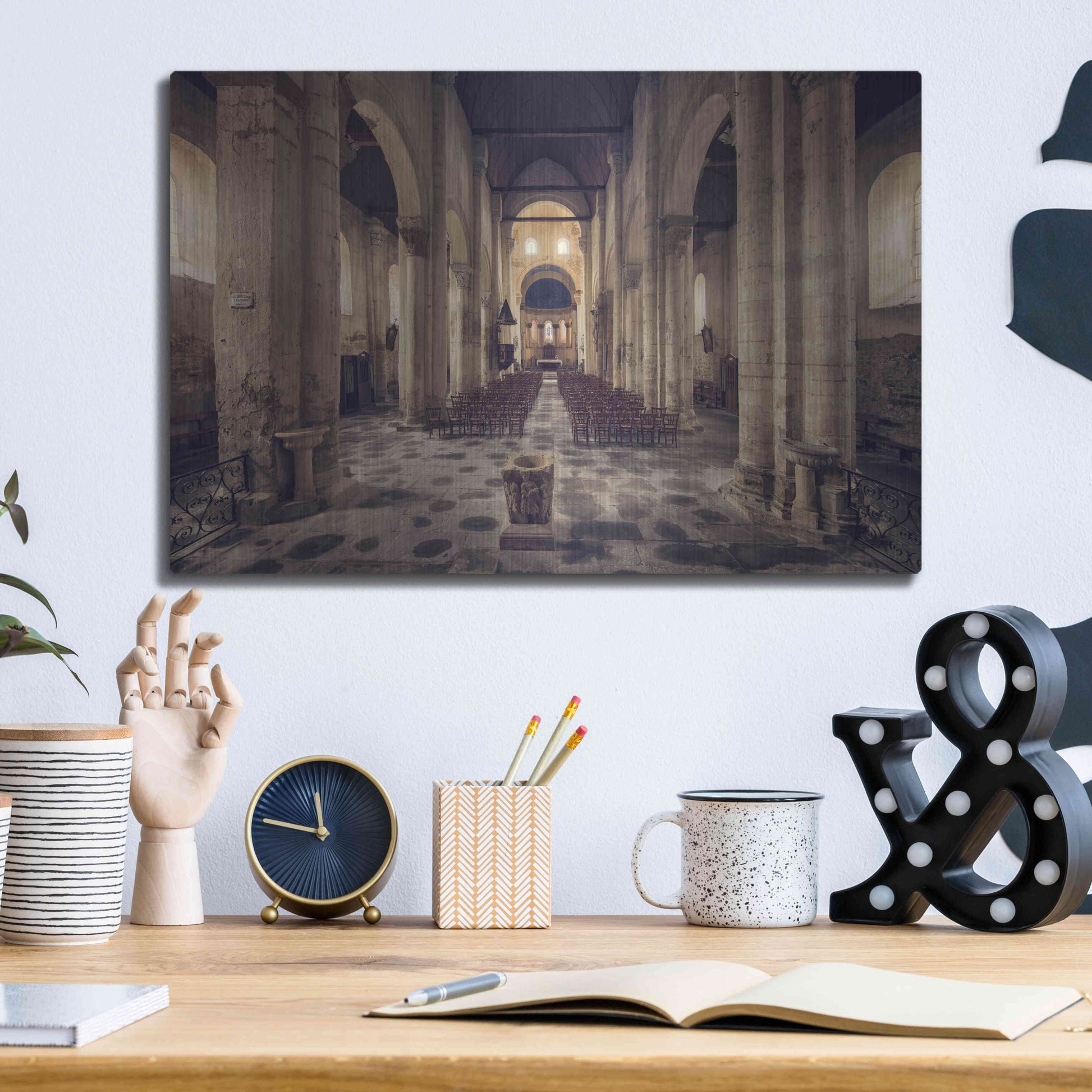 Luxe Metal Art 'Inside the Church' by Sebastien Lory, Metal Wall Art,16x12